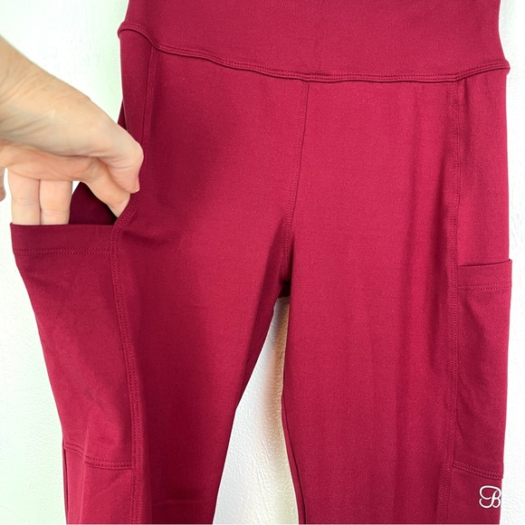 Bombshell Sportswear Crimson Leggings with Stripe Accents - Picture 5 of 9